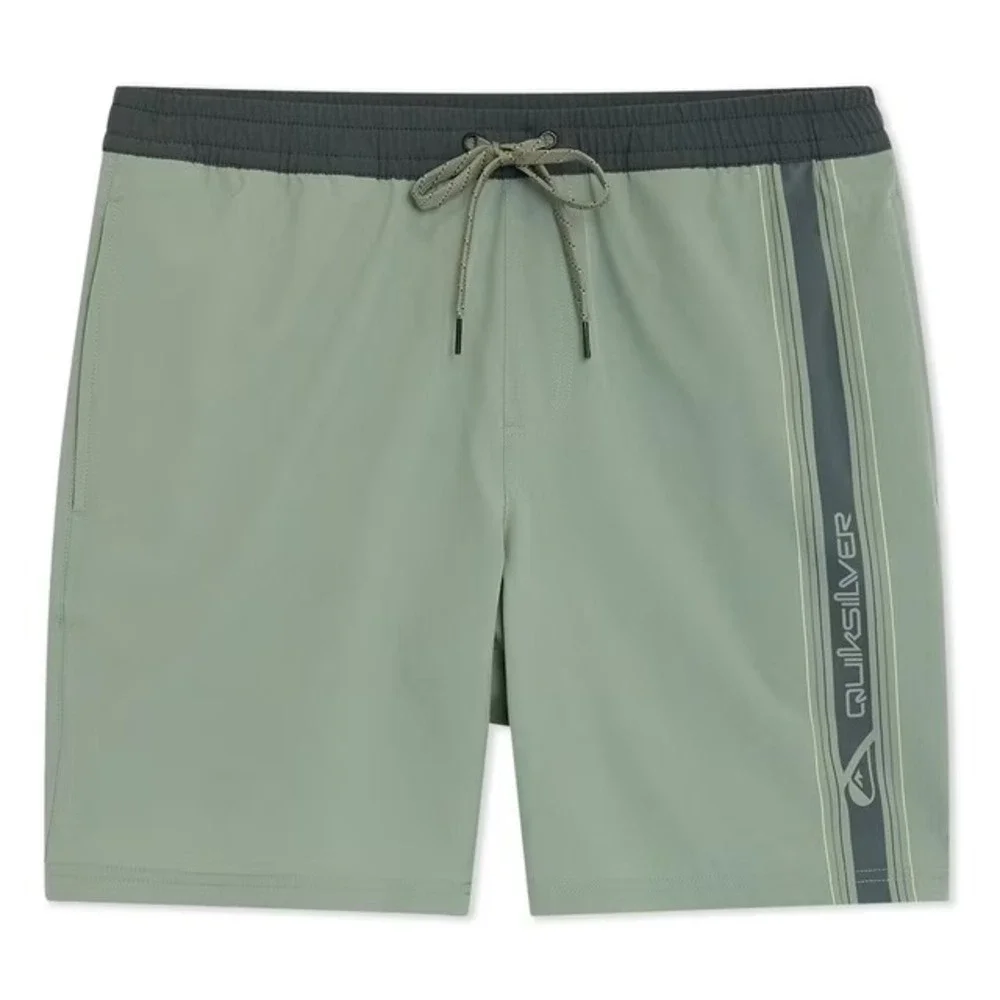 NWT Quiksilver Mens Swim Trunks Green Size L Stretch UPF 50 Regular Fit